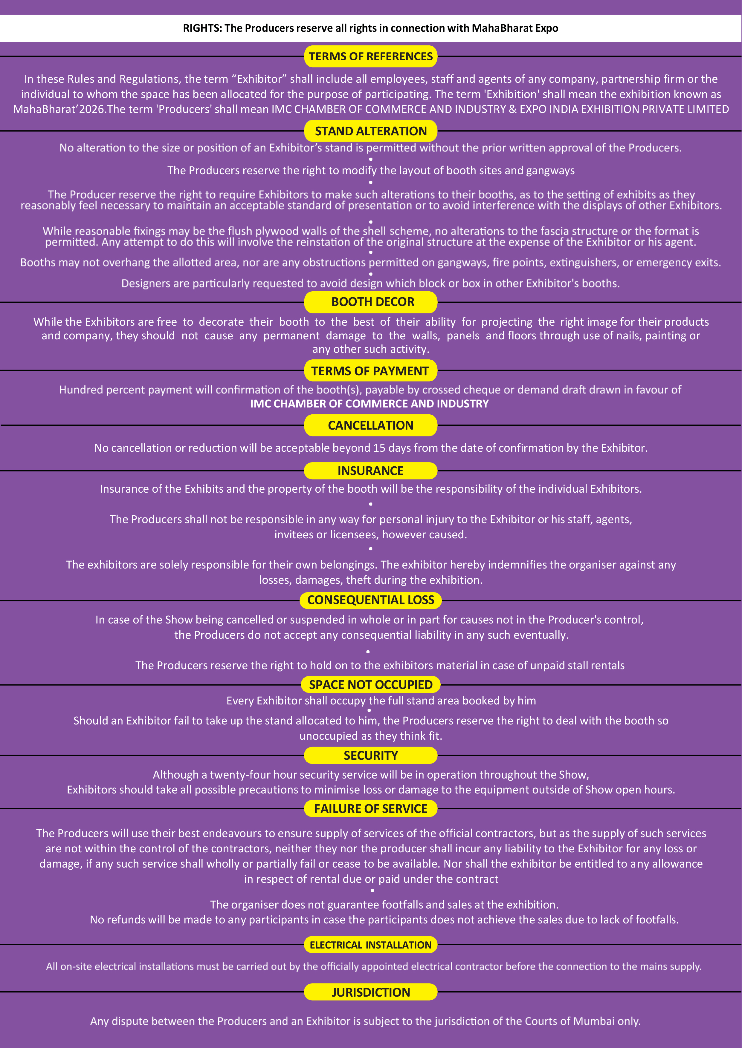 IMC Exhibition Terms and Conditions